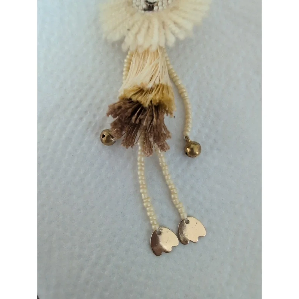 Estate Large Unique Beaded & Thread Dancing  Santa Claus Christmas Holiday Pin‎